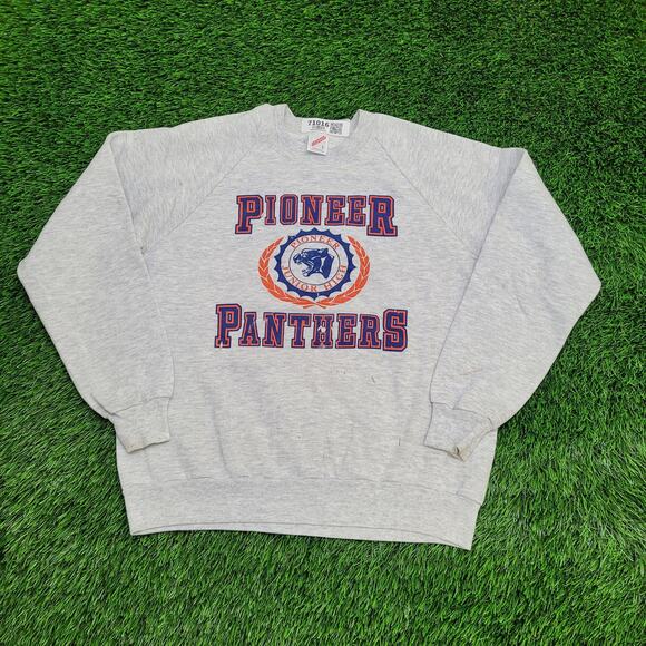 Vintage 80s Pioneer Panthers Sweatshirt Womens Large 21x23 Gray - Picture 1 of 15
